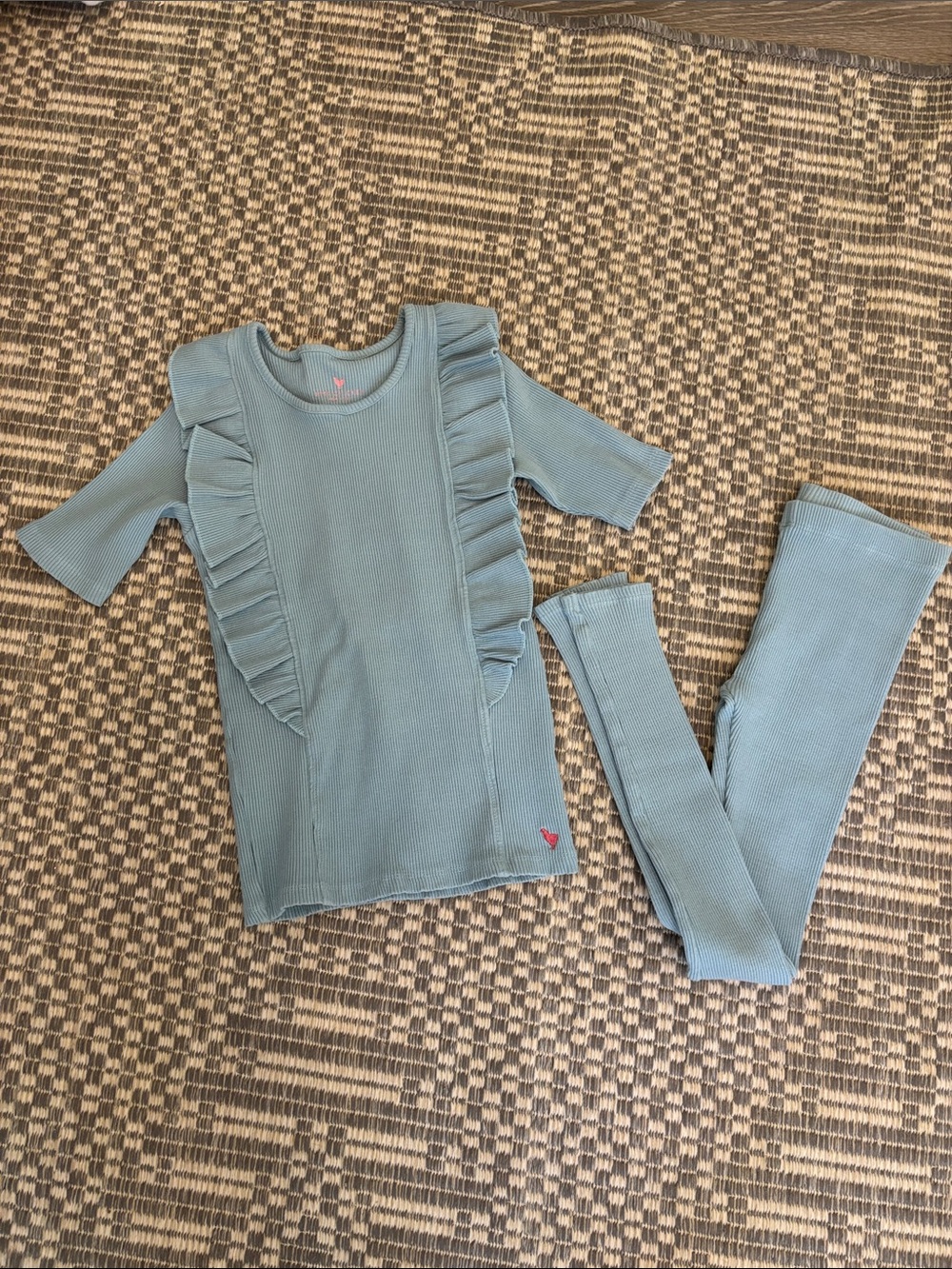 Pink Chicken Girls Light Blue Ruffle Matching Set